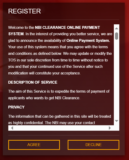 how to register on nbi website, all the instructions